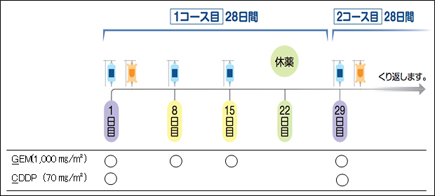 県立広島病院でのGC療法の治療メニュー（レジメ）